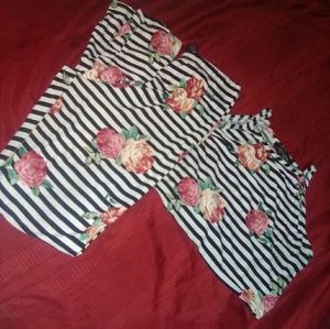 2- piece floral striped set